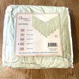 New Green King Bed Skirt Tiered Dust Ruffle 100% Brushed Microfiber 15.5” Drop